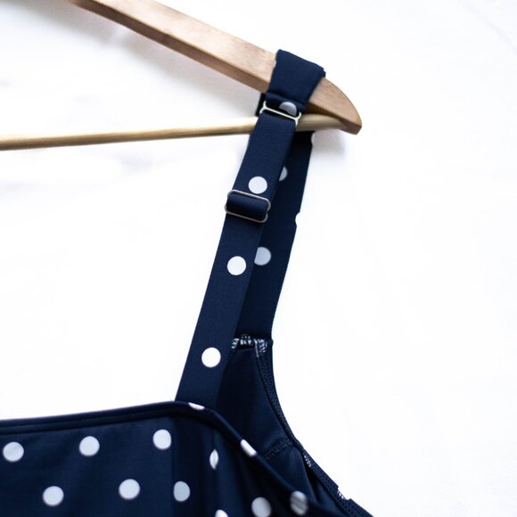 Lands' End Tankini Swim Set Women's 2X 20W 22W Blue Polka Dot Top & Bottom NWT - Picture 7 of 13